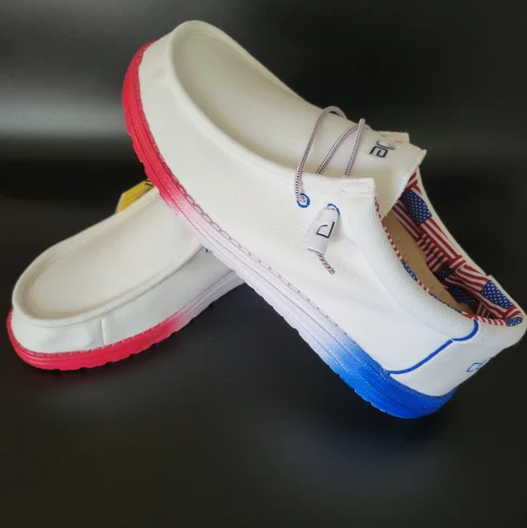 Hey Dude Wally Shoes Active Stretch Collection  Salute USA  Buckle Exclusive Hey Dude Wally Stretch Salute Shoes Patriotic | Mercari main image 3
